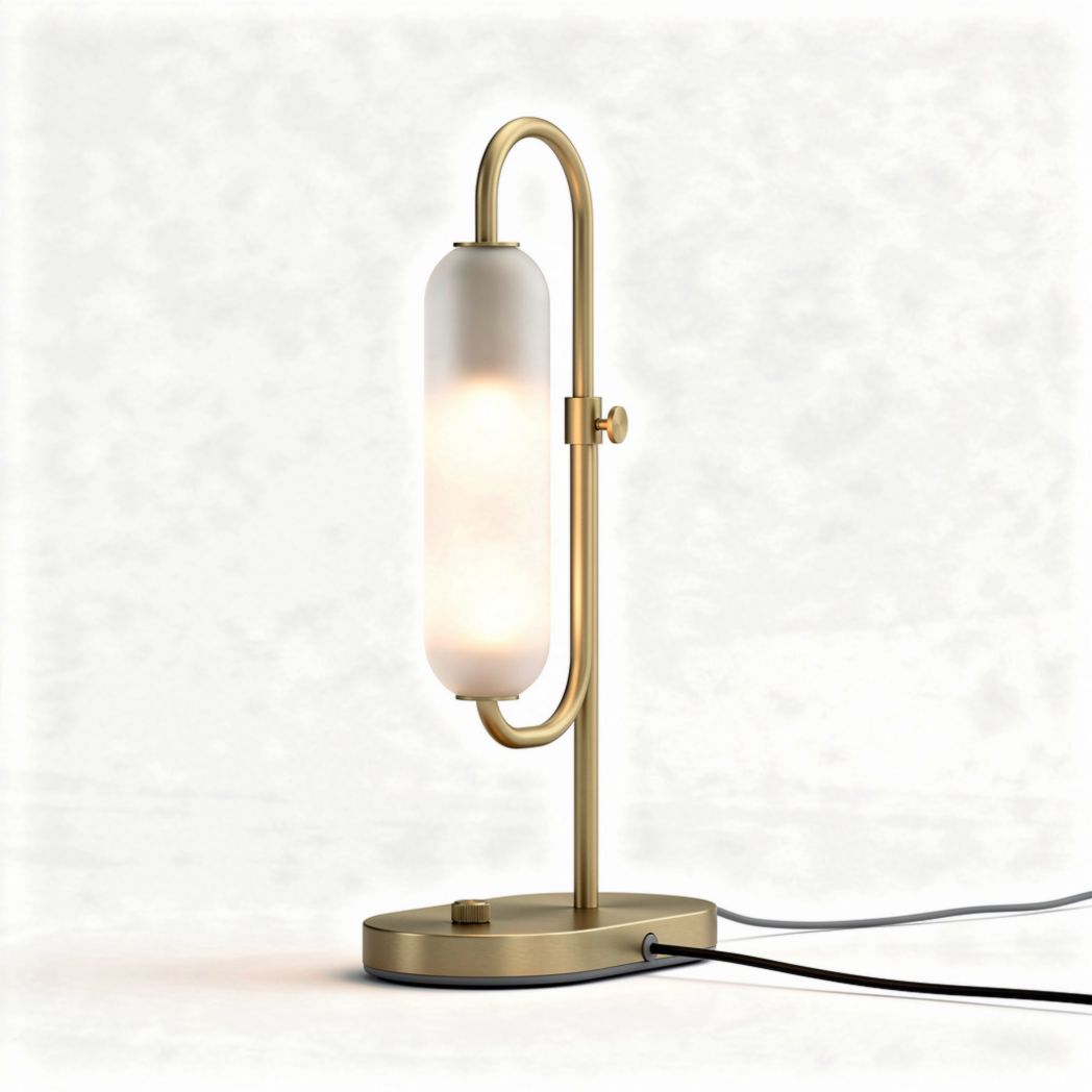 Tafellamp van glas met gouden afwerking en verstelbare hoogte 30 x 10 x 50cm
