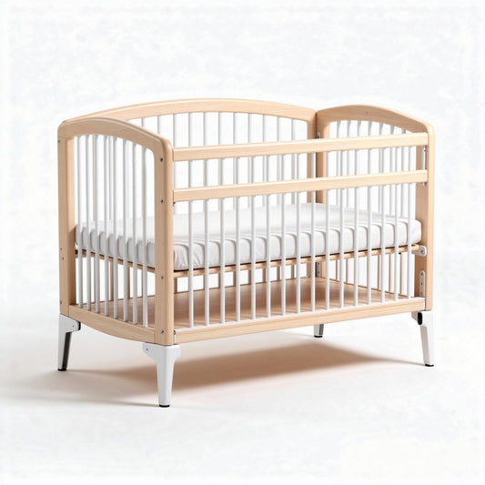 Houten wieg voor baby's met witte spijlen 120 x 60 x 90cm