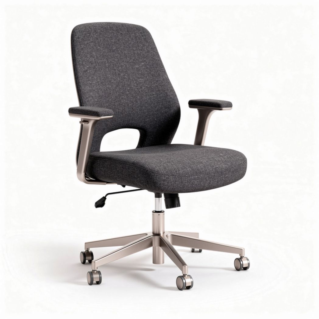Bureau stoel met lichtgrijs stoffen bekleding en verstelbare armleuningen 60 x 60 x 90cm