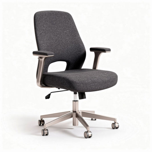 Bureau stoel met lichtgrijs stoffen bekleding en verstelbare armleuningen 60 x 60 x 90cm